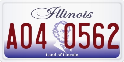IL license plate A040562