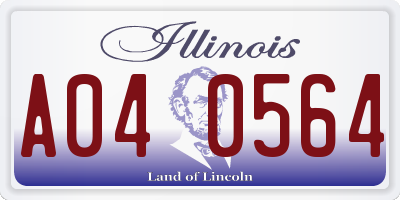 IL license plate A040564