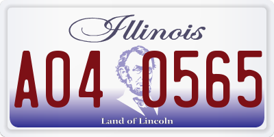 IL license plate A040565