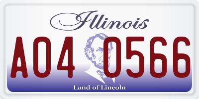 IL license plate A040566