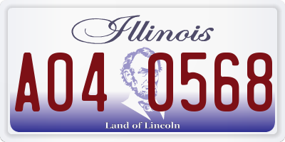 IL license plate A040568