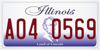 IL license plate A040569