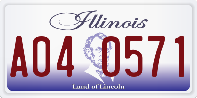 IL license plate A040571