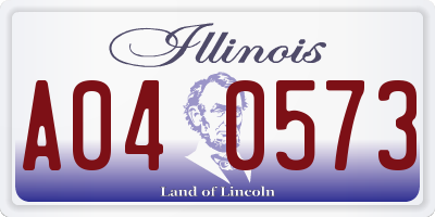 IL license plate A040573