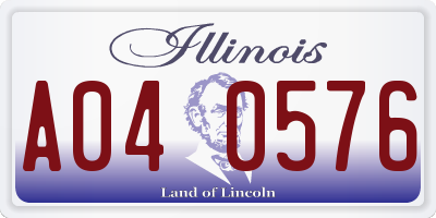 IL license plate A040576