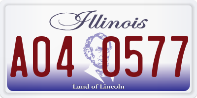 IL license plate A040577