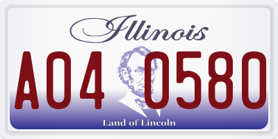 IL license plate A040580