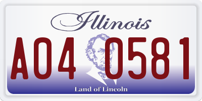 IL license plate A040581