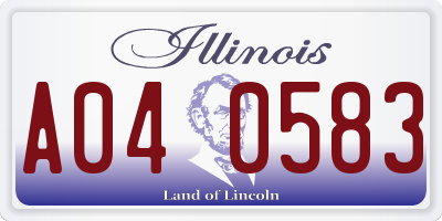 IL license plate A040583