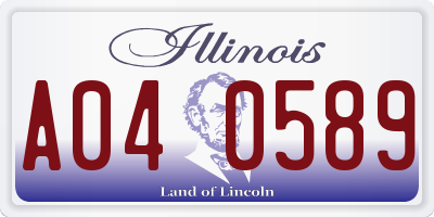 IL license plate A040589