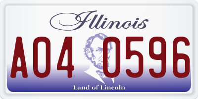 IL license plate A040596