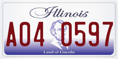 IL license plate A040597