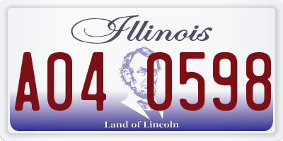 IL license plate A040598