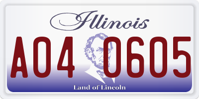IL license plate A040605