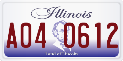 IL license plate A040612