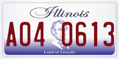 IL license plate A040613