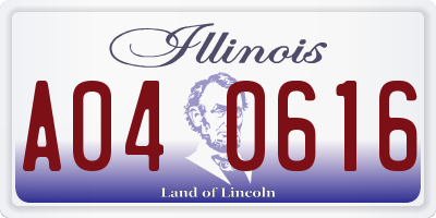 IL license plate A040616