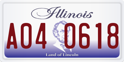 IL license plate A040618