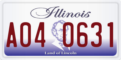 IL license plate A040631