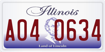 IL license plate A040634