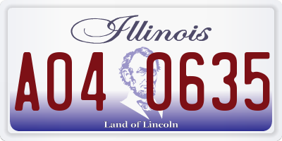 IL license plate A040635