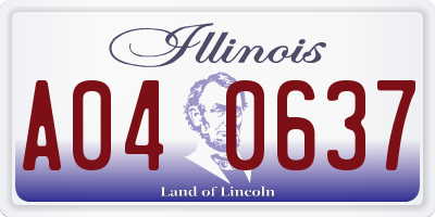 IL license plate A040637
