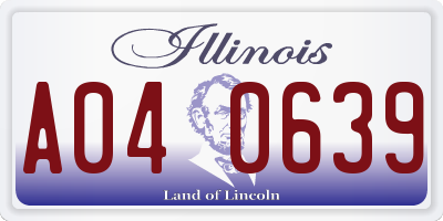 IL license plate A040639