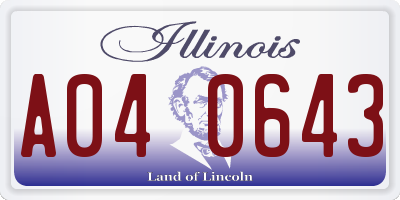 IL license plate A040643