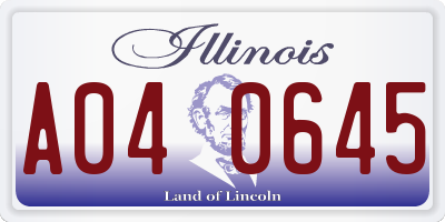 IL license plate A040645