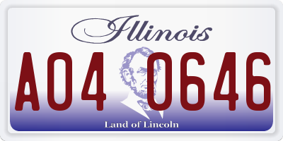IL license plate A040646