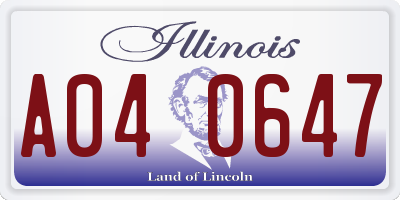 IL license plate A040647