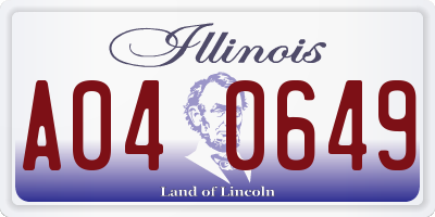 IL license plate A040649