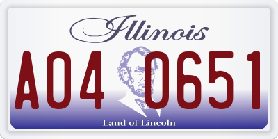 IL license plate A040651