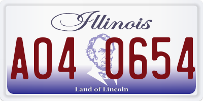 IL license plate A040654