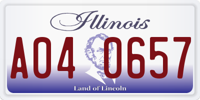IL license plate A040657