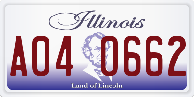 IL license plate A040662