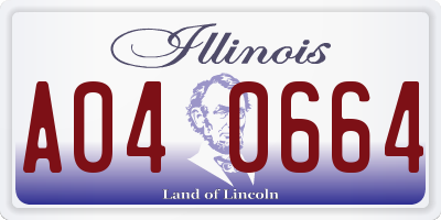 IL license plate A040664