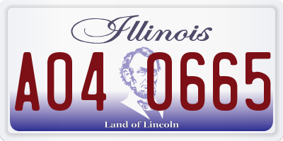 IL license plate A040665