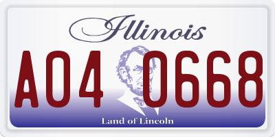 IL license plate A040668