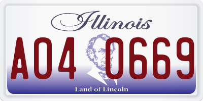 IL license plate A040669