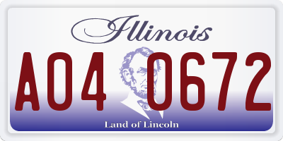 IL license plate A040672