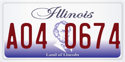 IL license plate A040674