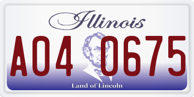 IL license plate A040675