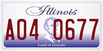 IL license plate A040677