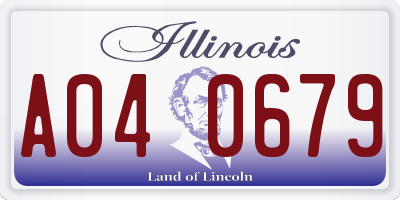 IL license plate A040679