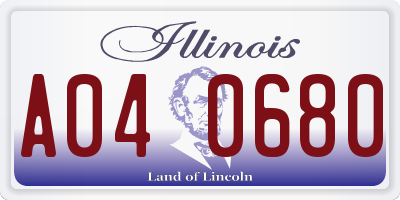 IL license plate A040680