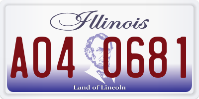 IL license plate A040681
