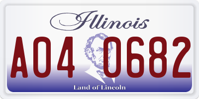 IL license plate A040682