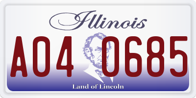 IL license plate A040685