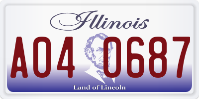 IL license plate A040687
